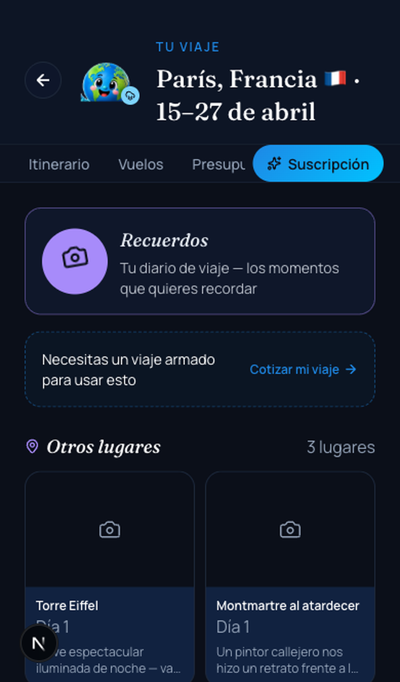 Diario de recuerdos del viaje
