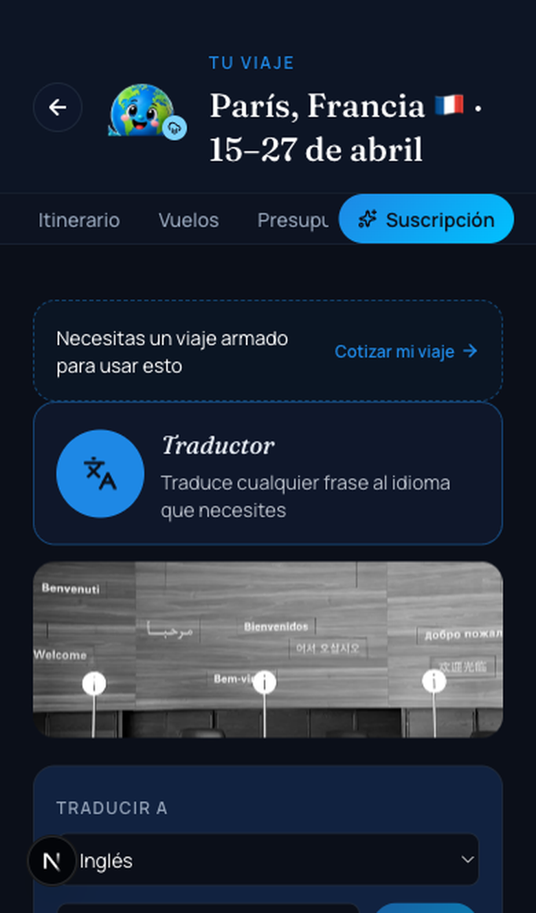 Traductor en el viaje